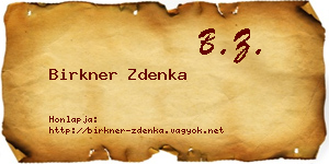 Birkner Zdenka névjegykártya
